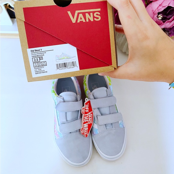 Vans | Kids Tie Dye Old Skool School V Shoe Skull Ballad Blue New 2.5 Girls - Picture 9 of 12
